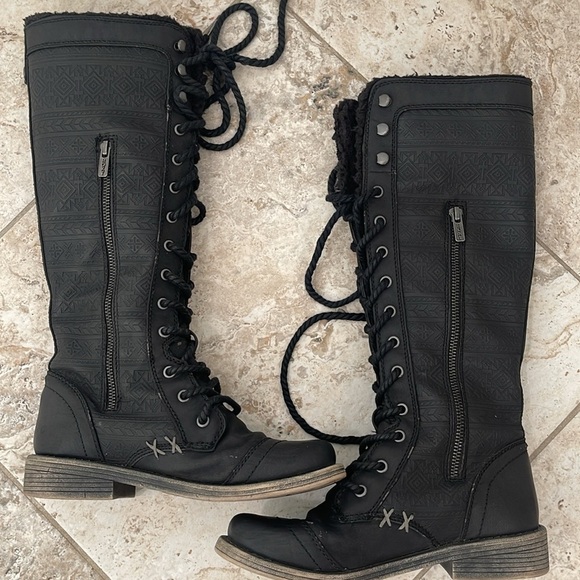 ROXY Mountain & The Seas black tall winter lace up boots size 6.5 - Picture 12 of 16